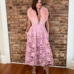 Nicholas Pink floral lace V-neck sheath Dress